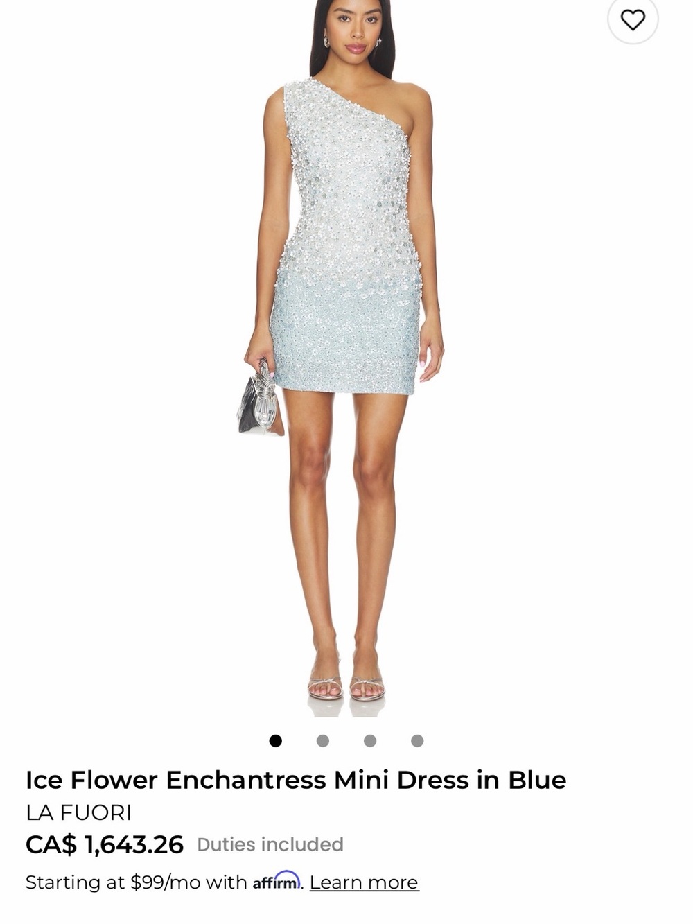 La Fuori One-Shoulder Mini Dress in Light Blue with Embellished Detail